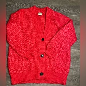 Oversized hot pink knit button down cardigan